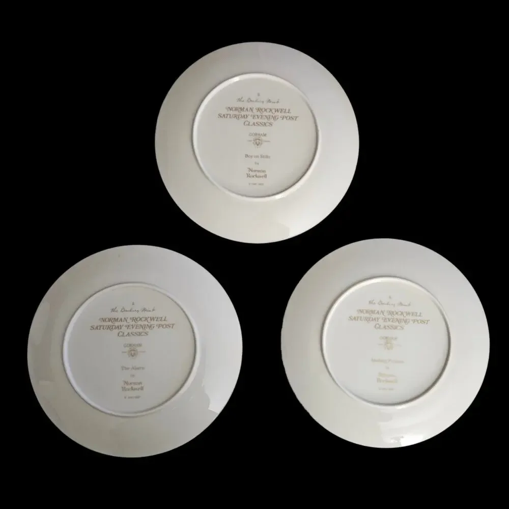 Norman Rockwell 1981 Danbury Mint Saturday Evening Post Classics Plate Set 3